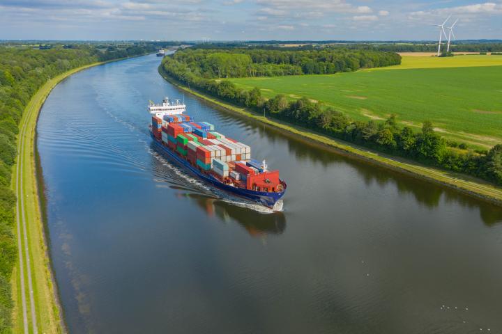 Containership on the Kiel canal